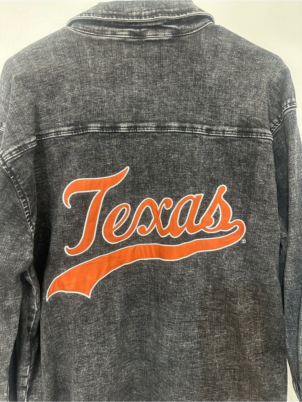 University of Texas Script Button-Down Shirt in Orange on Charcoal - Picture 2 of 10